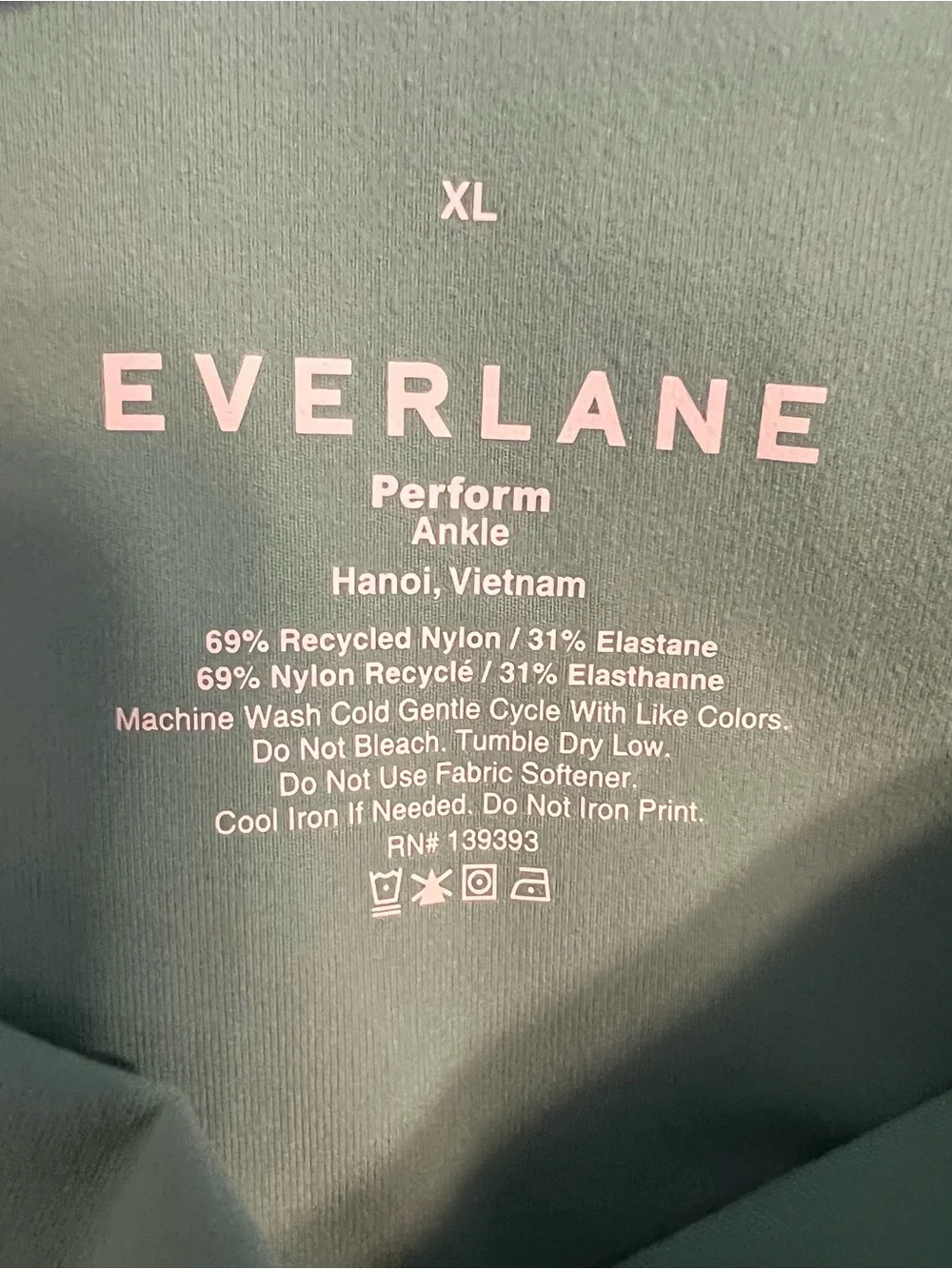 Everlane Perform 24/7 Dark Mint Green High Rise Ankle Leggings EUC XL #2601